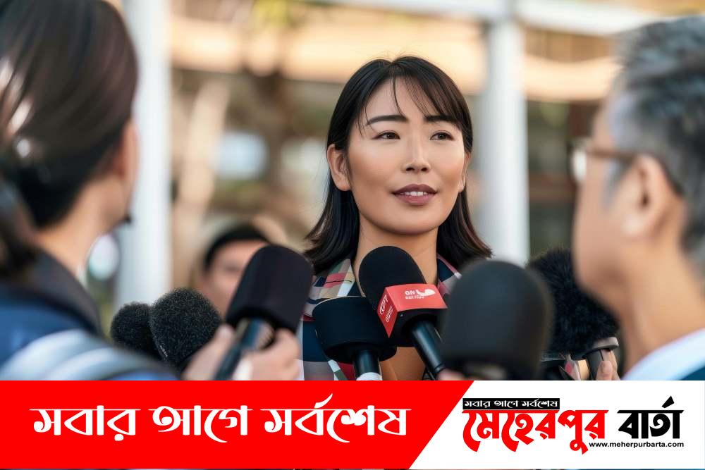 A woman answering in a press conference